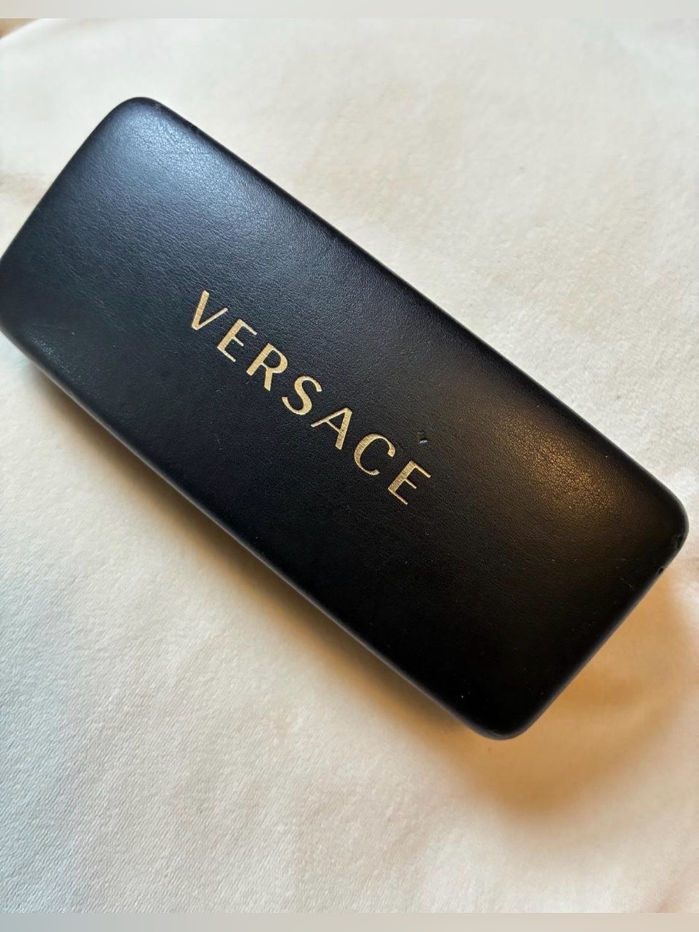 Versace black leather sunglasses hard case